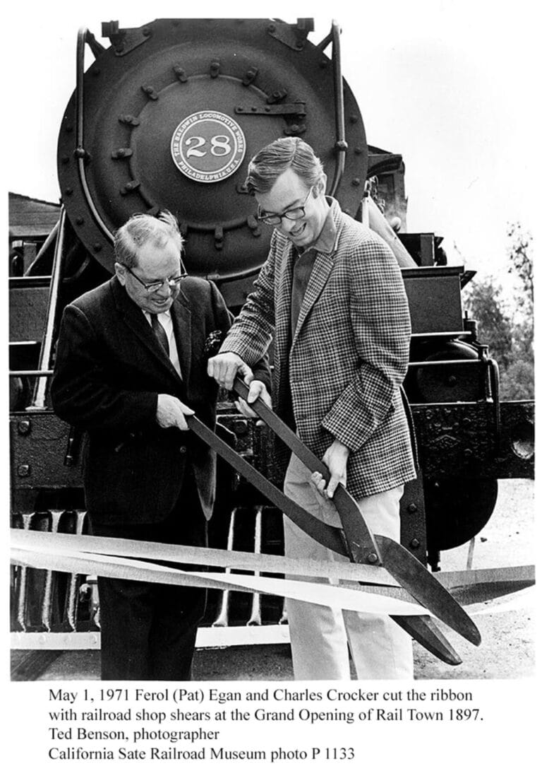 Charles Crocker in front of locomotive